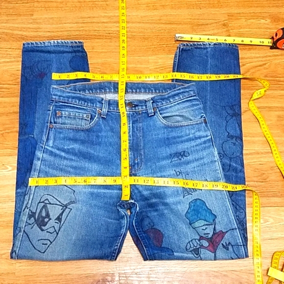 LEVI'S 505 CUSTOM GRAPHIC MENS FADED DISTRESSED JEAN 34x31 - Picture 6 of 8